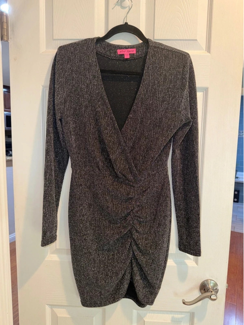 Betsey Johnson Metallic Ruched Bodycon Dress